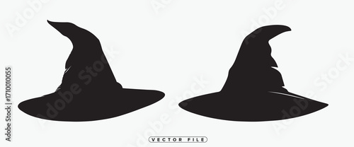 Two classic black witch hats against a plain white background