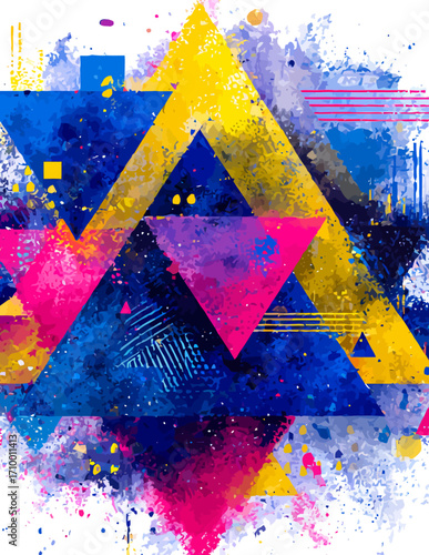 Explosion abstraite de couleurs vectorielles : triangles vibrants et textures dynamiques