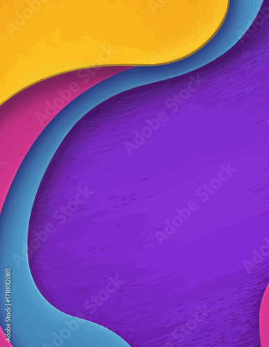 Fond abstrait vectoriel avec superposition de formes courbes et texture granuleuse