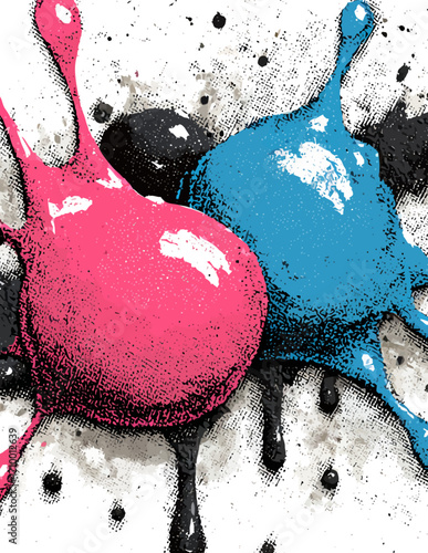 Illustration vectorielle abstraite : formes organiques roses et bleues