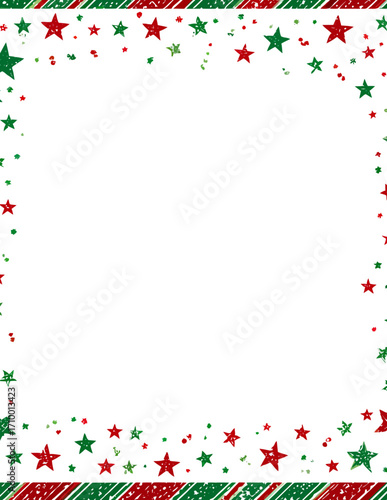 Cadre vectoriel festif simple avec des étoiles rouges et vertes