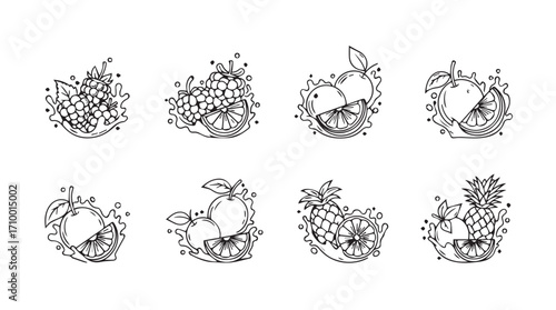 Artistic botanical floral elements for decorative design and creative projects silhouette