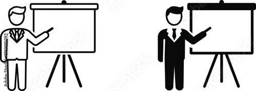 Man presenting to a whiteboard with two different style variations