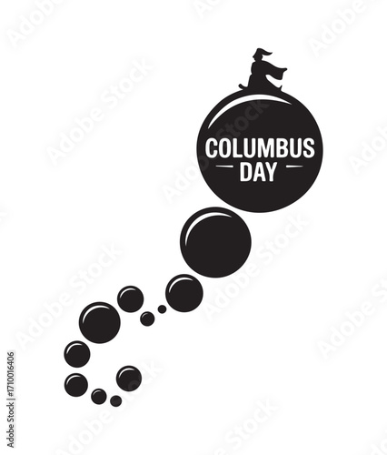 Columbus Day Vector Silhouette- Explorer on Globe Holiday Illustration