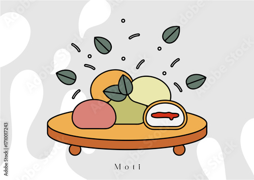 Moti (mochi) japanese dessert food