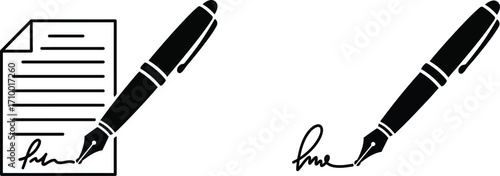 Document signing with two fountain pens a symbol of agreement