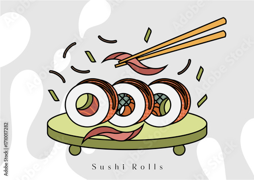 Sushi rolls asian food