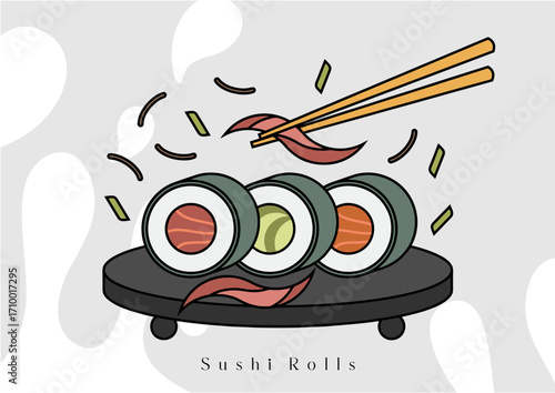 Sushi rolls japanese food