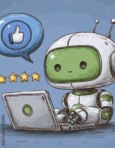 Robô de suporte ao cliente com avaliação positiva