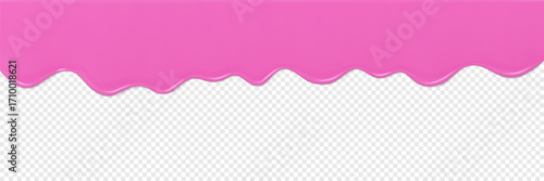 Wallpaper Mural Dripping Pink Icing. Bright glaze, syrup, cream, sauce or paint drip. Glossy jelly dessert flow texture. Flowing yogurt. Realistic 3d vector border Torontodigital.ca