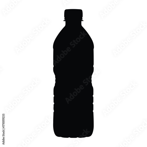 Vector art of silhouette of a plastic bottle, representing a common container for liquids and highlighting its distinctive shape