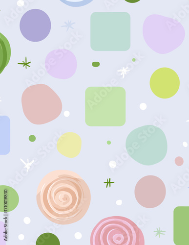 Padrão Sem Costura Vetorial Abstrato com Formas Geométricas Pastel