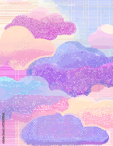 Abstração Pastel Vibrante: Nuvens de Sonho em Estilo Vetorial