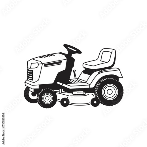 Hand drawn sketch illustration of a riding lawn mower on a white background