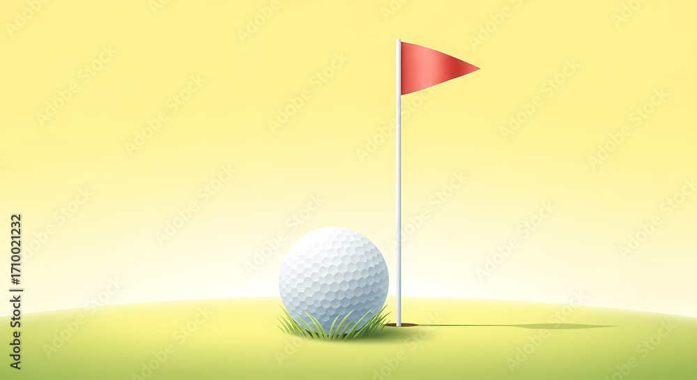 Obraz premium Golf Ball by the Hole A Simple Graphic Illustration of the Game's Essence