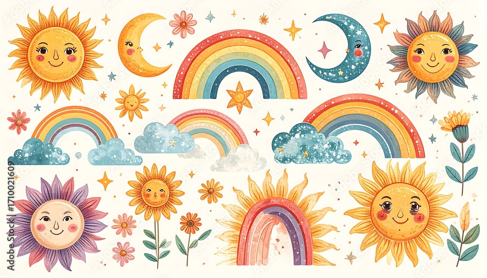 Fototapeta premium Cute, colorful graphic elements