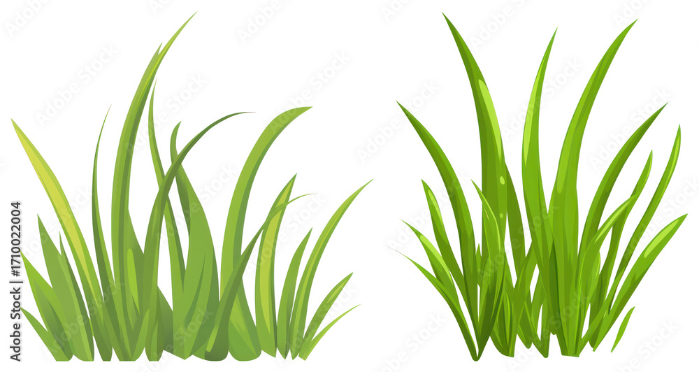 Fototapeta premium PNG Vibrant green grass illustration, element set on transparent background