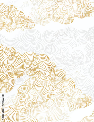 Padrão sem emenda vetorial de ondas douradas abstratas
