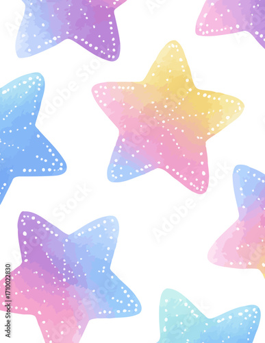 Padrão Sem Costura de Estrelas em Estilo Vetorial com Degradê Pastel
