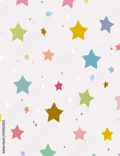 Padrão Sem Costura Vetorial de Estrelas Coloridas
