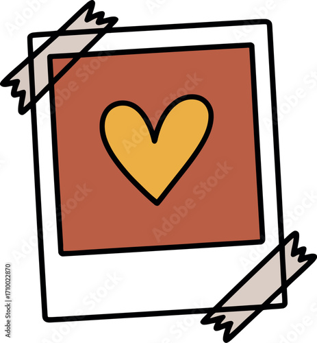 Hand drawn heart photo card scrapbook element love memory vector