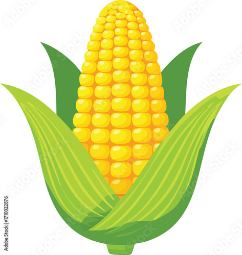 A fresh, vibrant ear of corn with its green husk, a perfect image for agriculture, food, and harvest-related themes. Generative AI