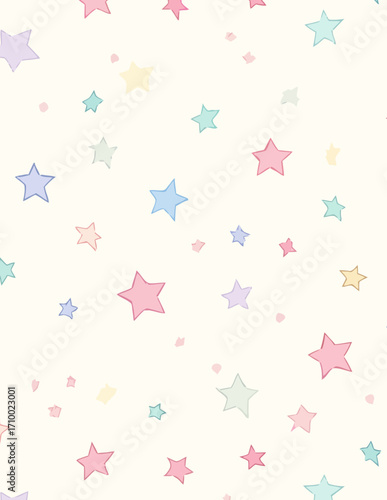 Padrão Sem Emendas de Estrelas Pastel em Estilo Vetorial