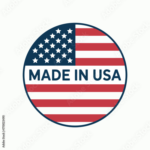 Round made in usa flag emblem patriotism symbol of american manufacturing and quality vector