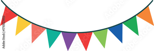 Vibrant festive bunting flags celebration party decoration vector