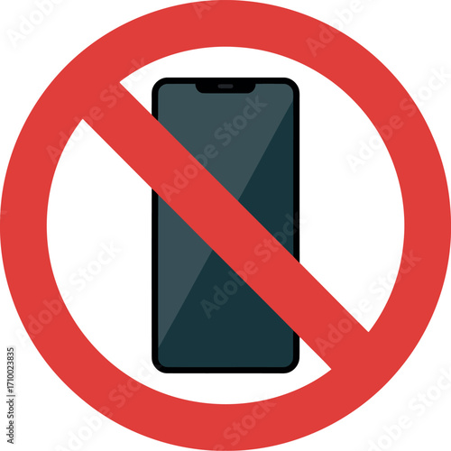 No smartphone allowed symbol prohibition red circle internet ban vector