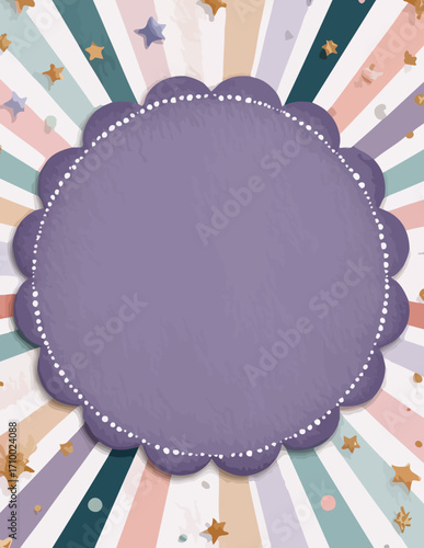 Moldura vetorial pastel em tons roxos, rosas e azuis