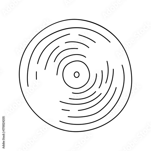 Wallpaper Mural Black and White Line Drawing of a Vinyl Record Symbol Torontodigital.ca