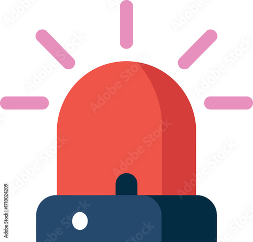 Flashing red alert siren light warning signal icon vector