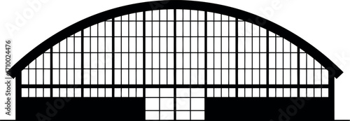Modern industrial warehouse facade silhouette architectural design vector