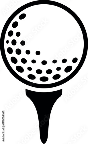 Golf ball on tee icon silhouette isolated sport symbol vector