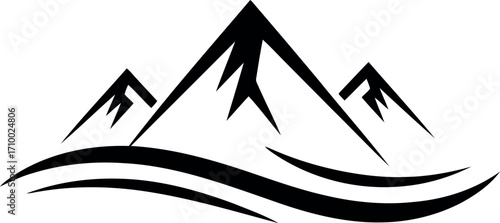 Mountain peaks abstract brushstroke logo nature symbol vector