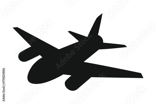 Airplane silhouette vector, black plane icon design for travel, aviation and transportation illustration.