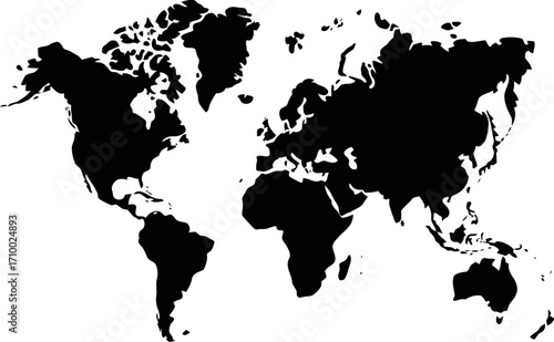 Global reach world map silhouette for business and travel vector