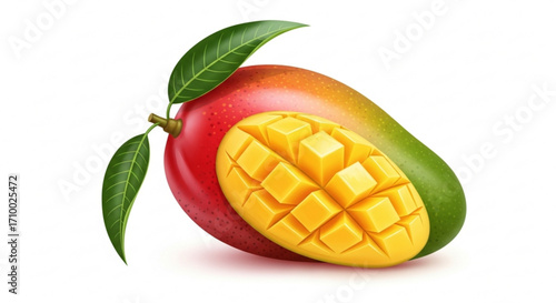 Fresh mango, a tropical fruit with juicy flesh and sweet flavor, perfect for a healthy snack or dessert
