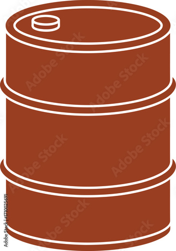 Brown metal oil barrel icon isolated industrial storage container vector