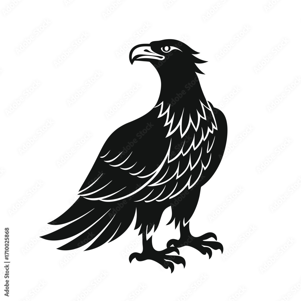 Obraz premium Eagle silhouette vector, standing bird of prey design for logo and illustration.