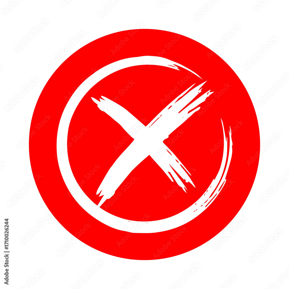 Obraz premium Red circle with white x mark symbol for incorrect or wrong answer