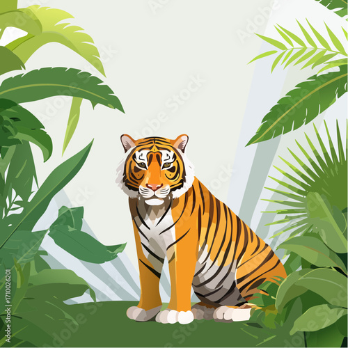 3D Tiger, im dichten Dschungel, Sonnenstrahlen, fotorealistisch, kraftvoll, dynamische Pose