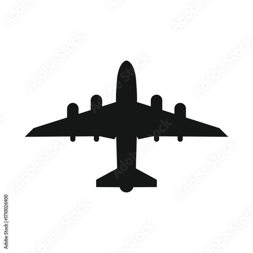 Airplane silhouette vector icon design aircraft flight travel aviation transport graphic shape.
