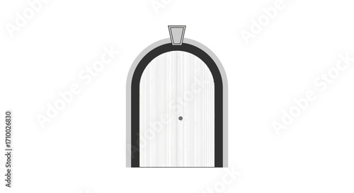 Illustration of an Archway Door Vector in Minimalist Style with Gray Accents