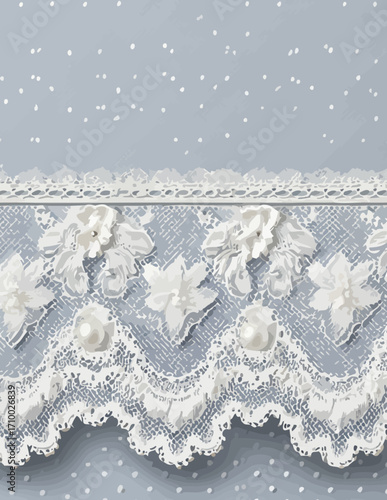 Fundo delicado em estilo vetorial: textura de renda cinza-claro