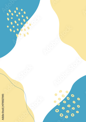 流体シェイプフレーム背景　縦構図　青と黄色
Fluid shape frame background, vertical composition, blue and yellow