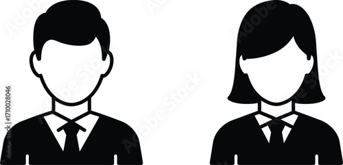 Simple black and white icons representing a man and a woman side by side