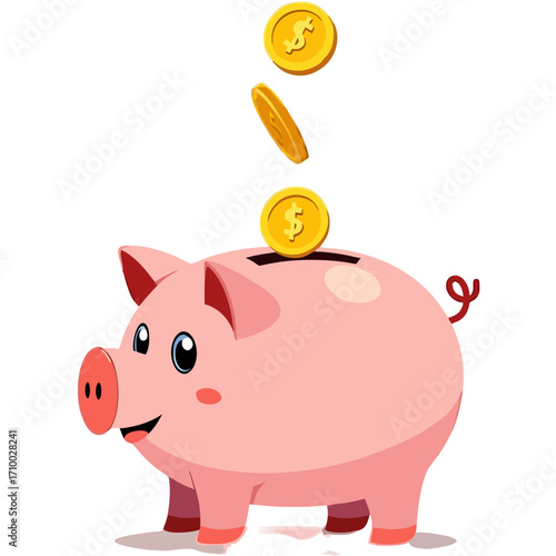 Piggy bank savings investment finance money wealth gold coins currency income deposit financial planning concept