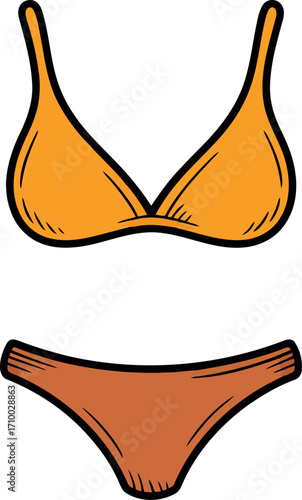 Vibrant orange bikini swimwear fashion style summer beachwear vector
